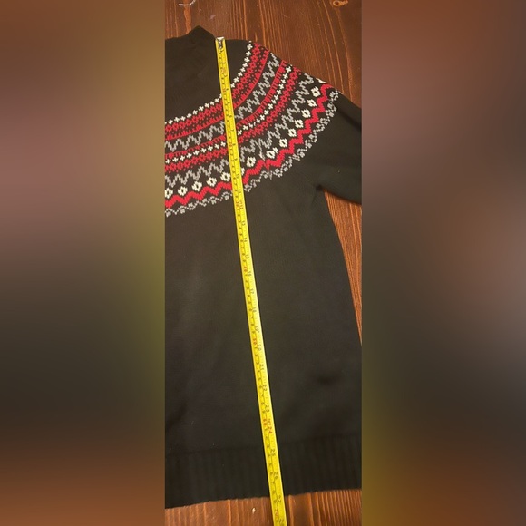 Vintage Blair Fair Aisle Sweater Sz L/XL Black Red Tunic Length Holidays - Picture 4 of 5